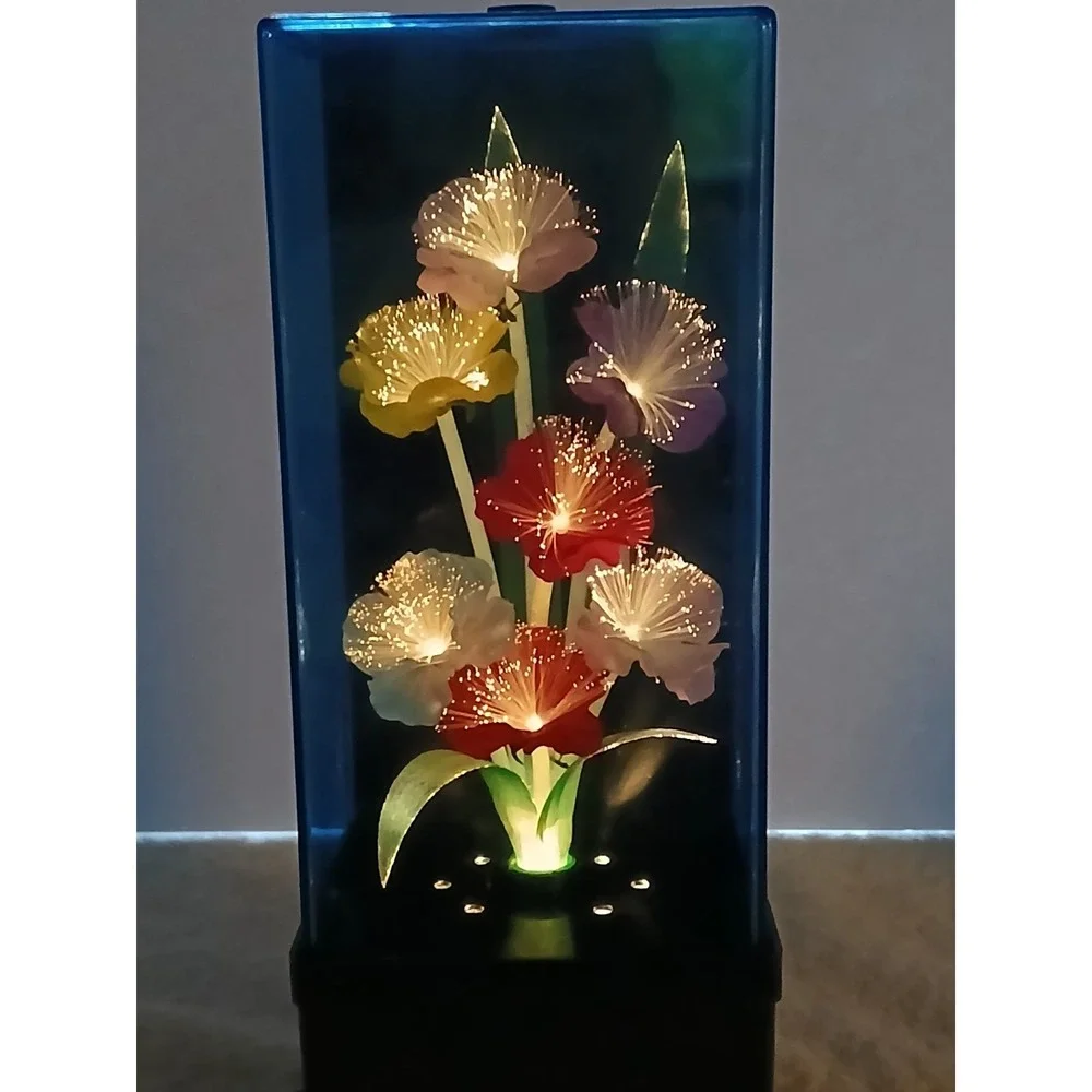 VTG 1999 Spencer Gifts Fiber Optic Flower Lamp Color Changing Light Box